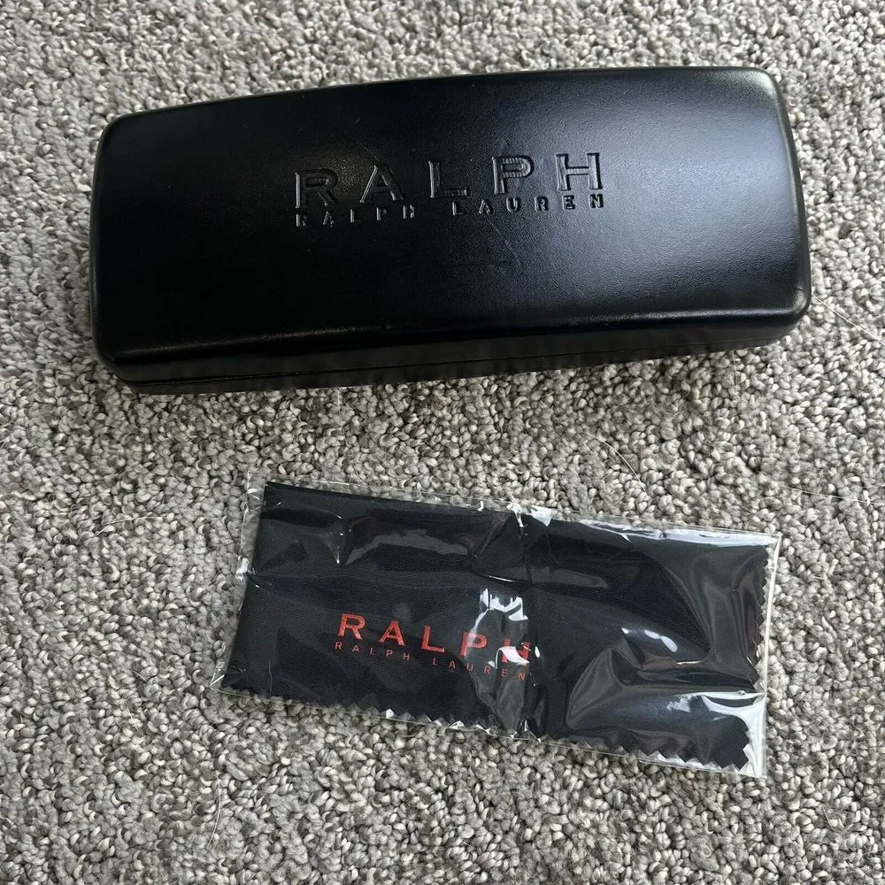 Ralph Lauren Hard Clam Shell Glasses Case Black Sealed Wipe Cloth‎ Velvet Lined